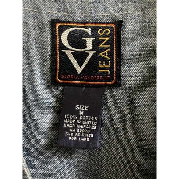 GV Gloria Vanderbilt Vintage Denim Lace Accent Sleeveless Button Maxi Dress Sz M - Picture 9 of 9